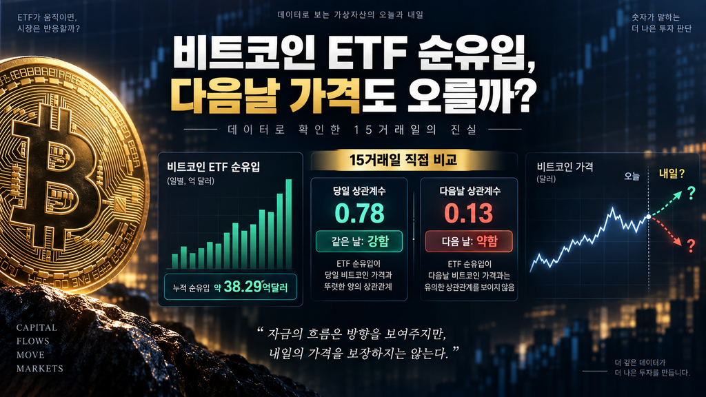 비트코인 ETF 순유입은 다음날 가격을 올릴까?|최근 15거래일 직접 계산해봤다 1 image 33